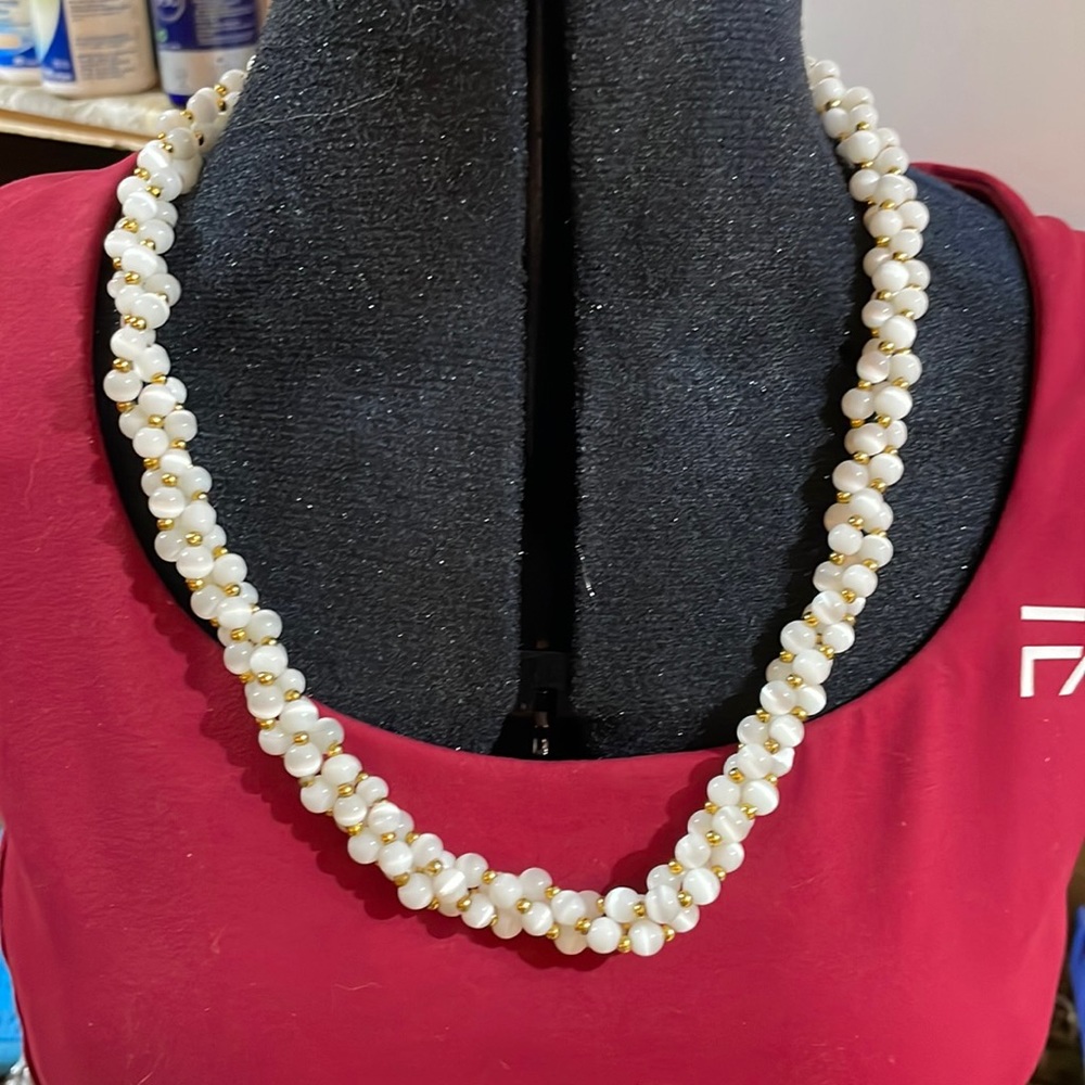Vintage Cats Eye, triple strand  Choker Necklace